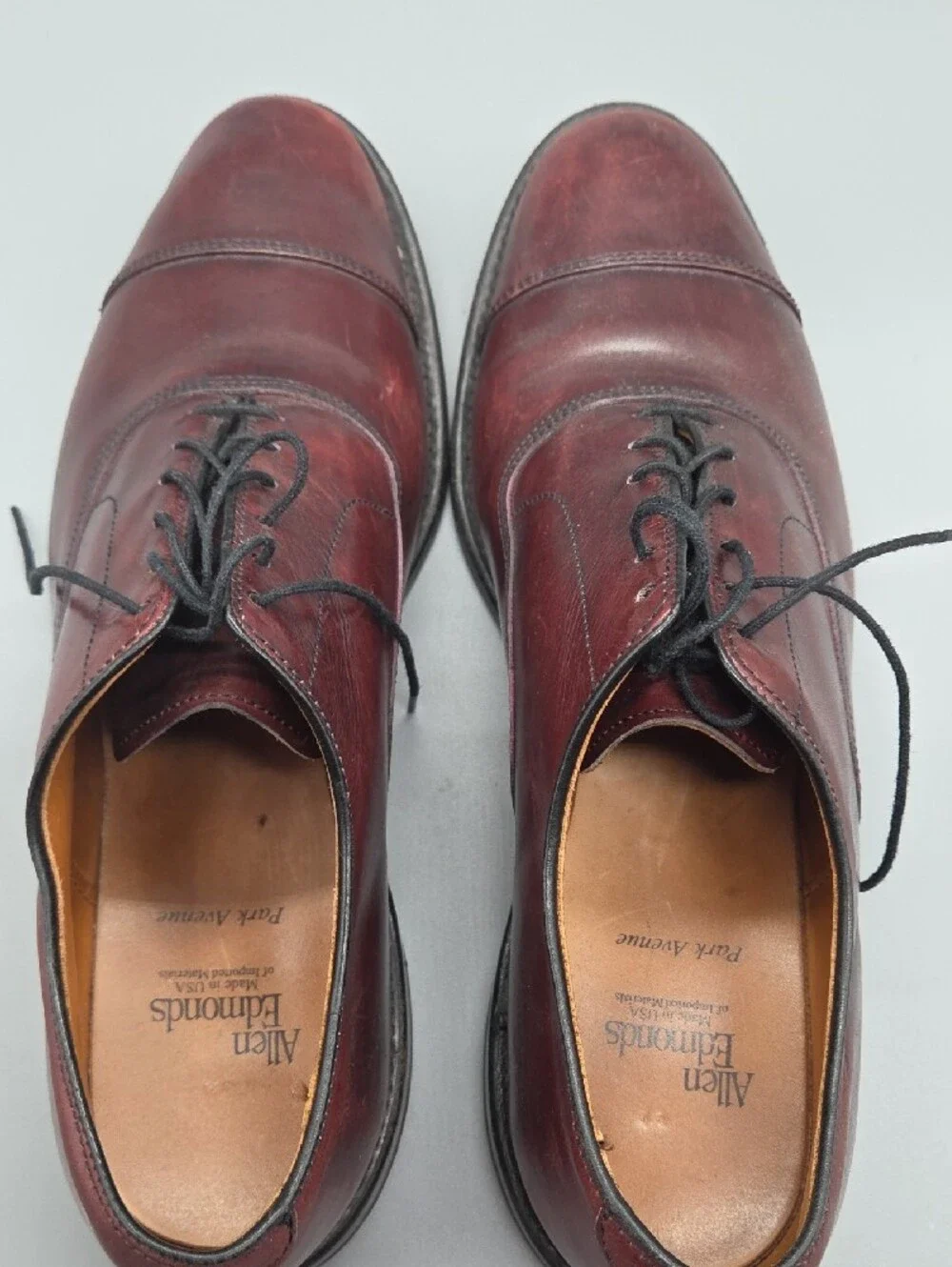 Allen Edmonds Men's Burgundy Cap-Toe Leather Oxfords